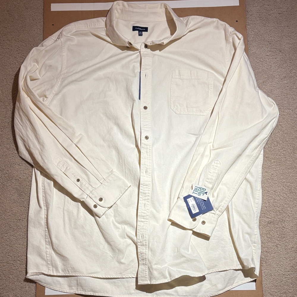 Croft & Barrow Men's Cream Casual Button Down Shirt - 100% Cotton